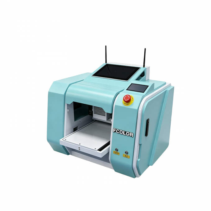 FCOLOR UV3050 A3 UV Flatbed Printer — Front View, Pearl Silver body with printing platform